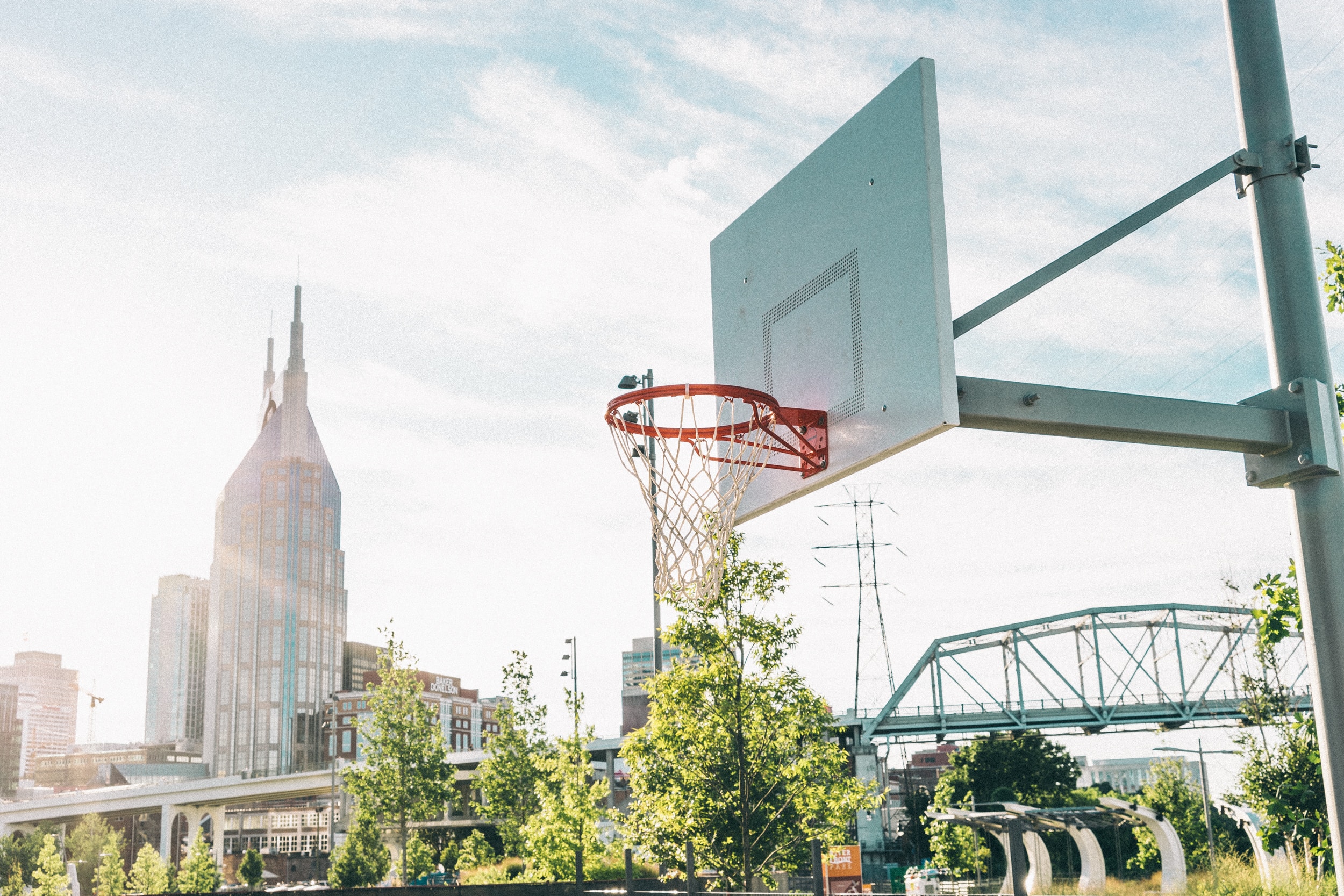 basketball at sunset
